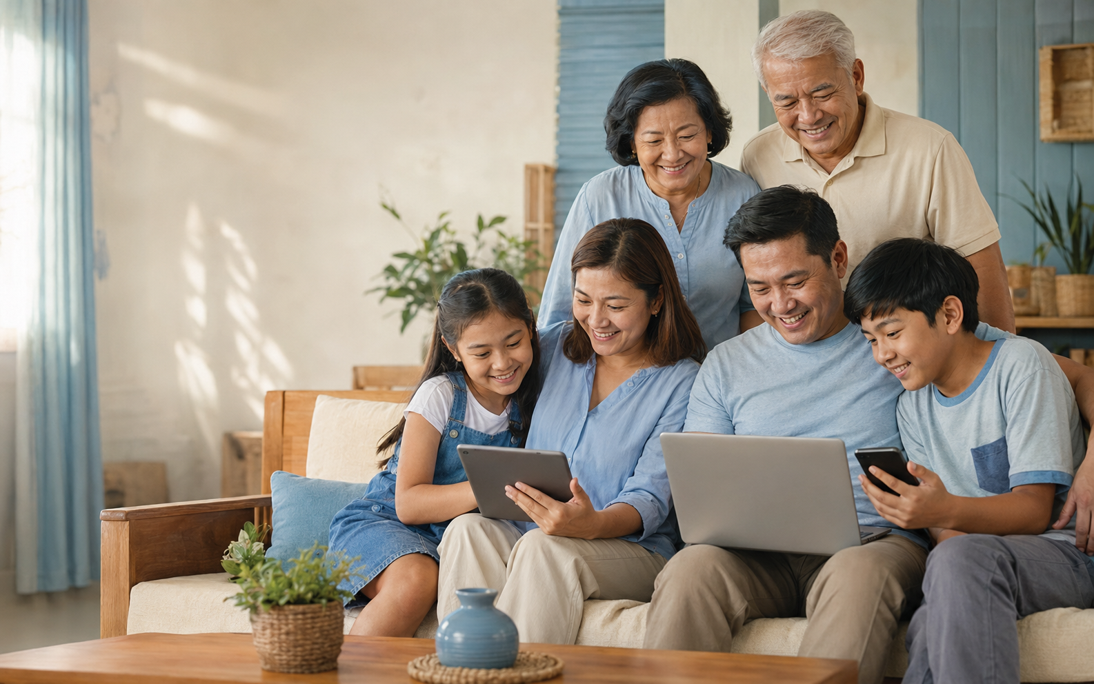 A Filipino family enjoying connected time together at home